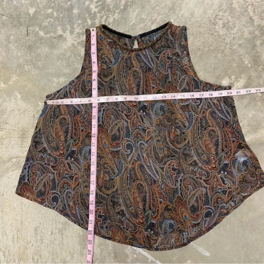 ASTR Multicolor Paisley Sleeveless A-Line Tank Beaded Neckline Size Medium - Picture 5 of 7